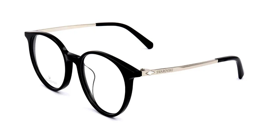 Swarovski SK5322-D Black 001 Round Plastic Eyeglasses Frame 50-17-140 Asian Fit