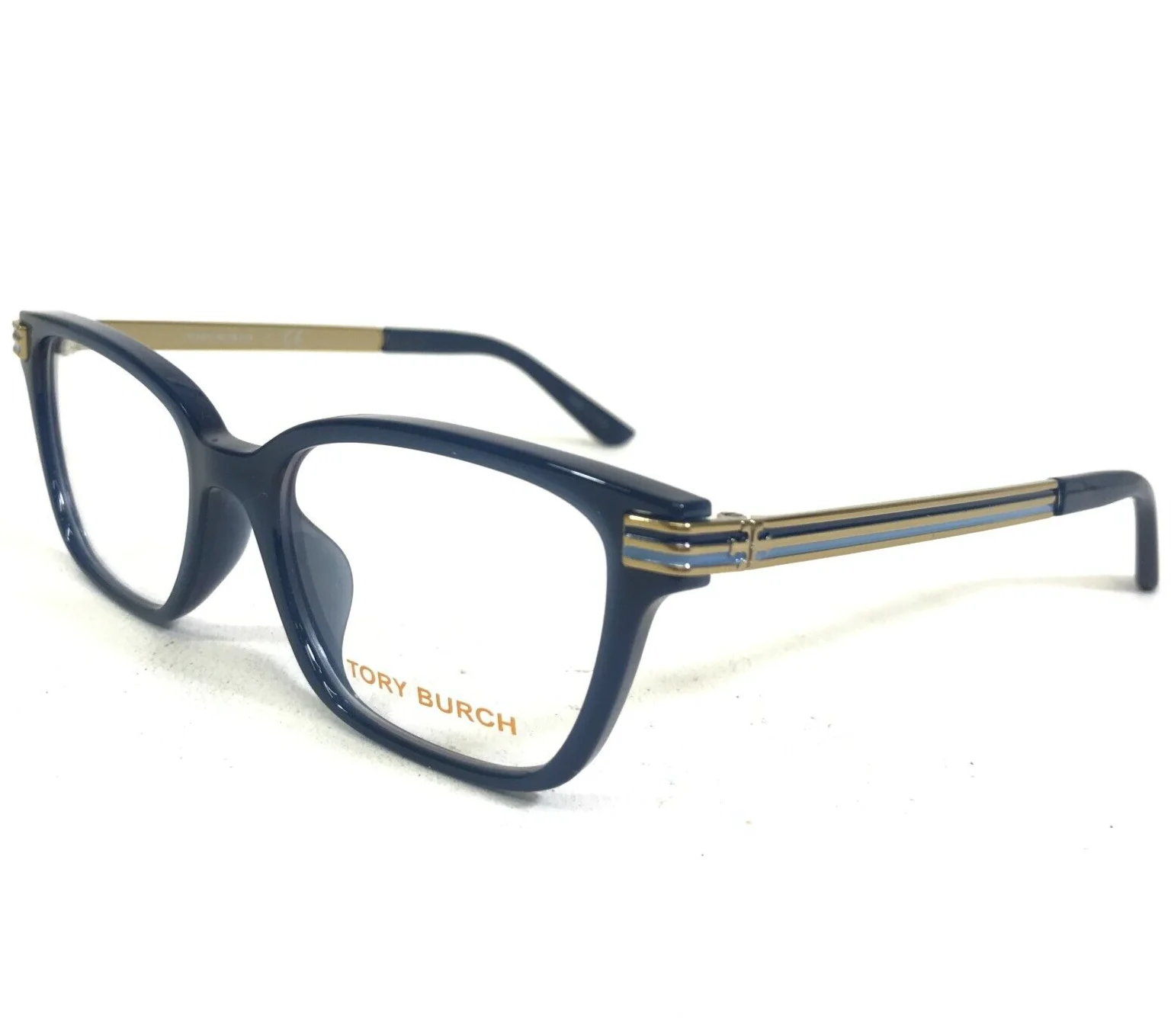Tory Burch Eyeglasses Frames TY 4007U 1832 Blue Gold Cat Eye Asian Fit 49-16-140